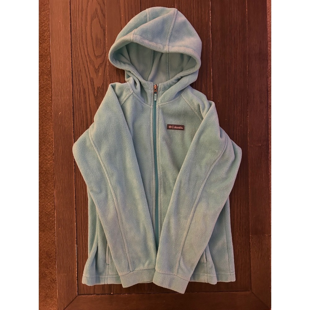 Columbia Girls Benton Springs Full Zip Fleece Hoodie Mint Blue Size L 14/16